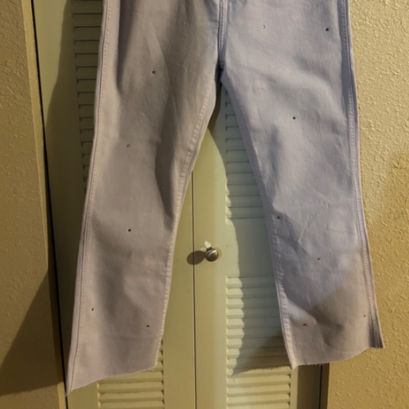 7 For All Mankind Lilac Purple Raw Hem Jeans with Crystals NWT Designer Denim - Picture 7 of 8